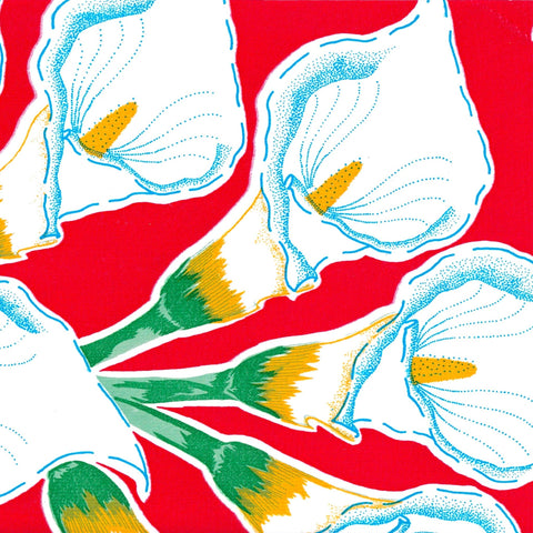 freckled sage calla lily red oilcloth swatch
