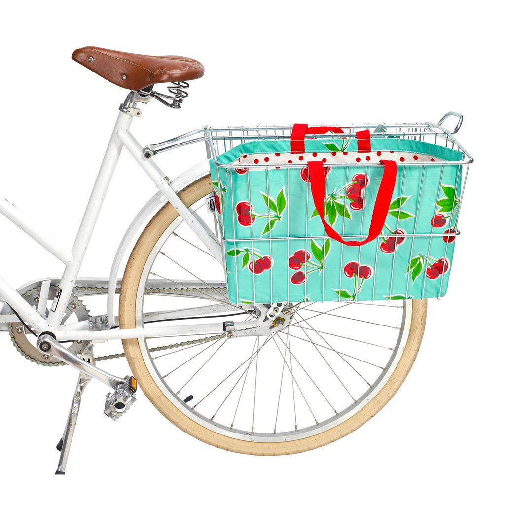 cherry aqua bike basket tote