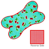 cherry aqua / red gingham reversible oilcloth dog mat