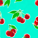 freckled sage cherry aqua oilcloth swatch