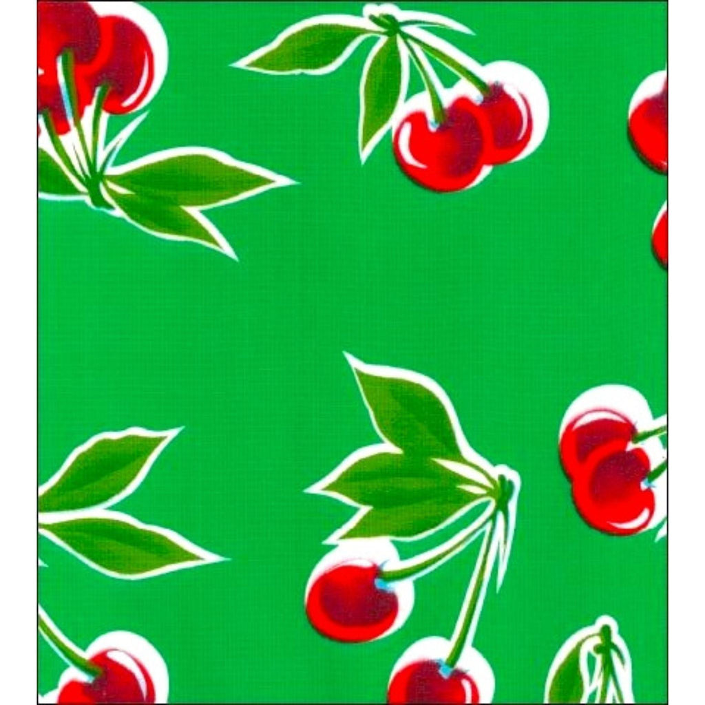 freckled sage cherry green oilcloth swatch