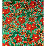 christmas ribbons and holly green oilcloth swatch