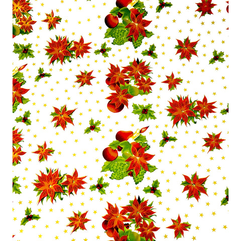 christmas stars white oilcloth swatch