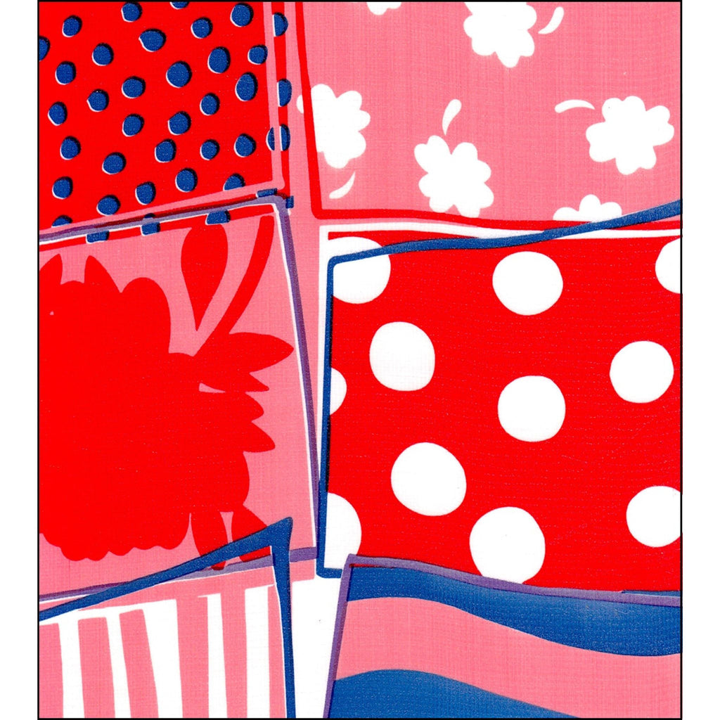 freckled sage patchwork red oilcloth swatch