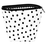 dot black oilcloth cosmetic bag lined with gingham black