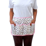 oilcloth half apron in black dot