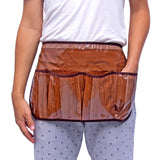 oilcloth half apron in faux bois plank