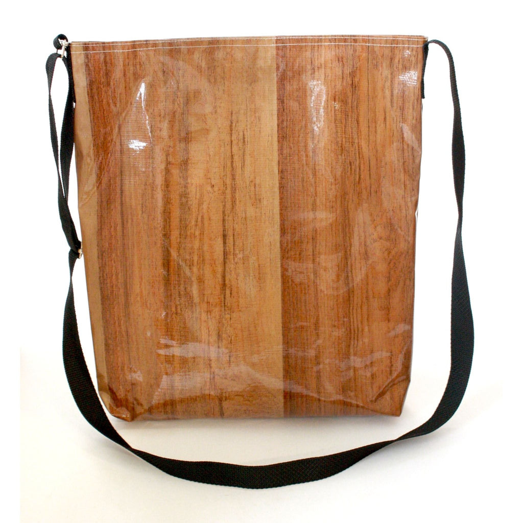 faux bois plank oilcloth crossbody bag