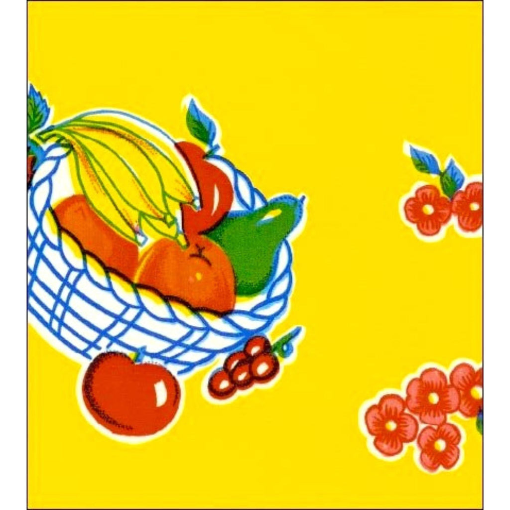 freckled sage fruit basket yellow oilcloth swatch