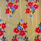 christmas poinsettia gold oilcloth swatch