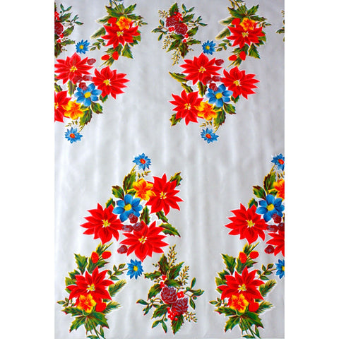christmas poinsettia silver oilcloth swatch
