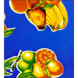 tropical fruit blue oilcloth swatch