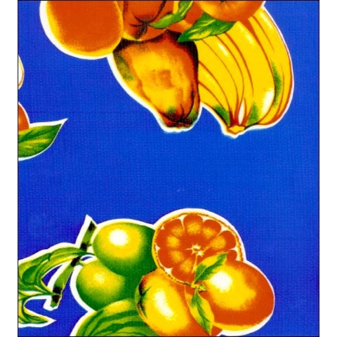 tropical fruit blue oilcloth swatch