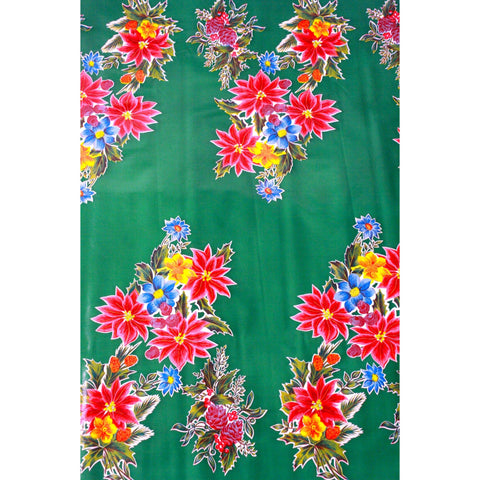 christmas poinsettia green oilcloth swatch