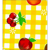 freckled sage gingham and fruit yellow oilcloth swatch