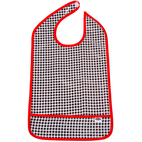 Freckled Sage Oilcloth Adult Bib Black Gingham