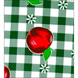 freckled sage gingham and fruit dark green oilcloth swatch