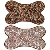leopard / toile brown reversible oilcloth dog mat