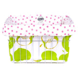 oilcloth bike basket liner in mod apple lime green