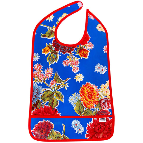 Freckled Sage Oilcloth Adult Bib Mum Blue