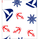 nautical red and navy blue oilcloth swatch