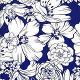 Odd Sized Chelsea Flowers Navy Oilcloth Tablecloths