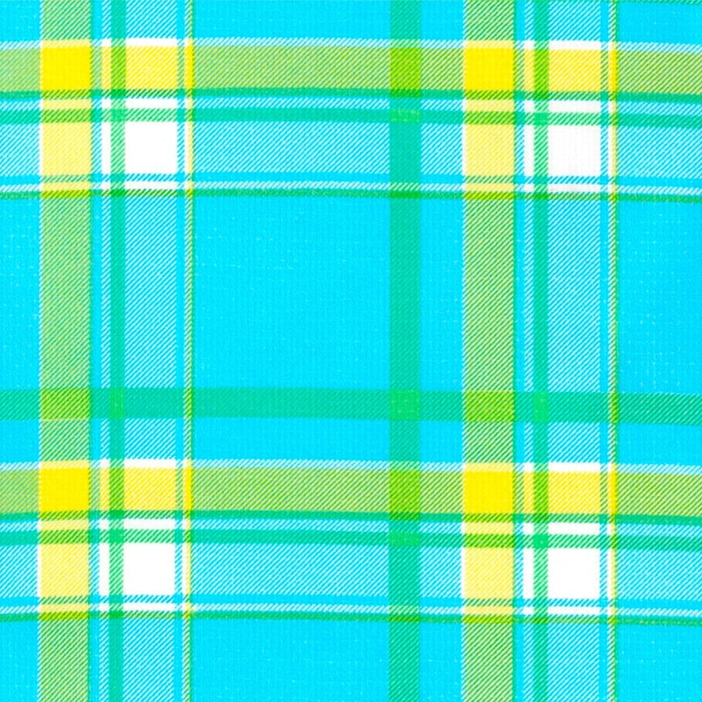freckled sage plaid light blue and yellow oilcloth swatch