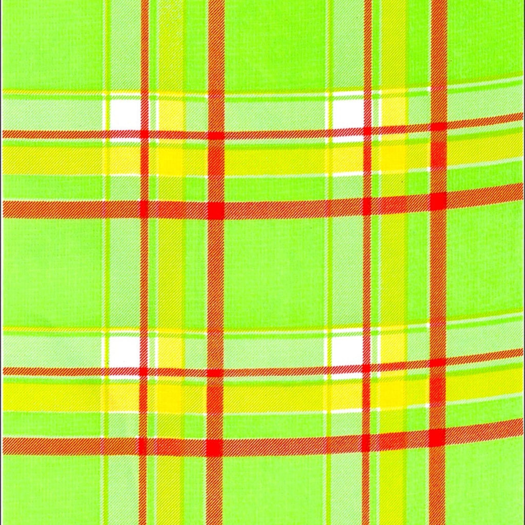 freckled sage plaid lime green and orange oilcloth swatch