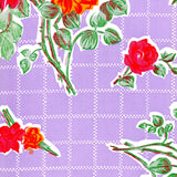 freckled sage rose and grid purple oilcloth swatch