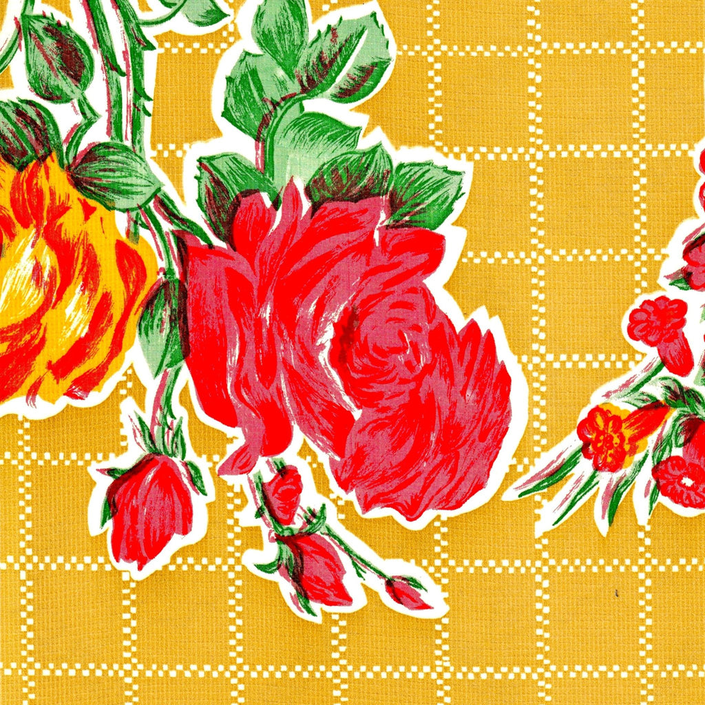 freckled sage rose and grid tan oilcloth swatch