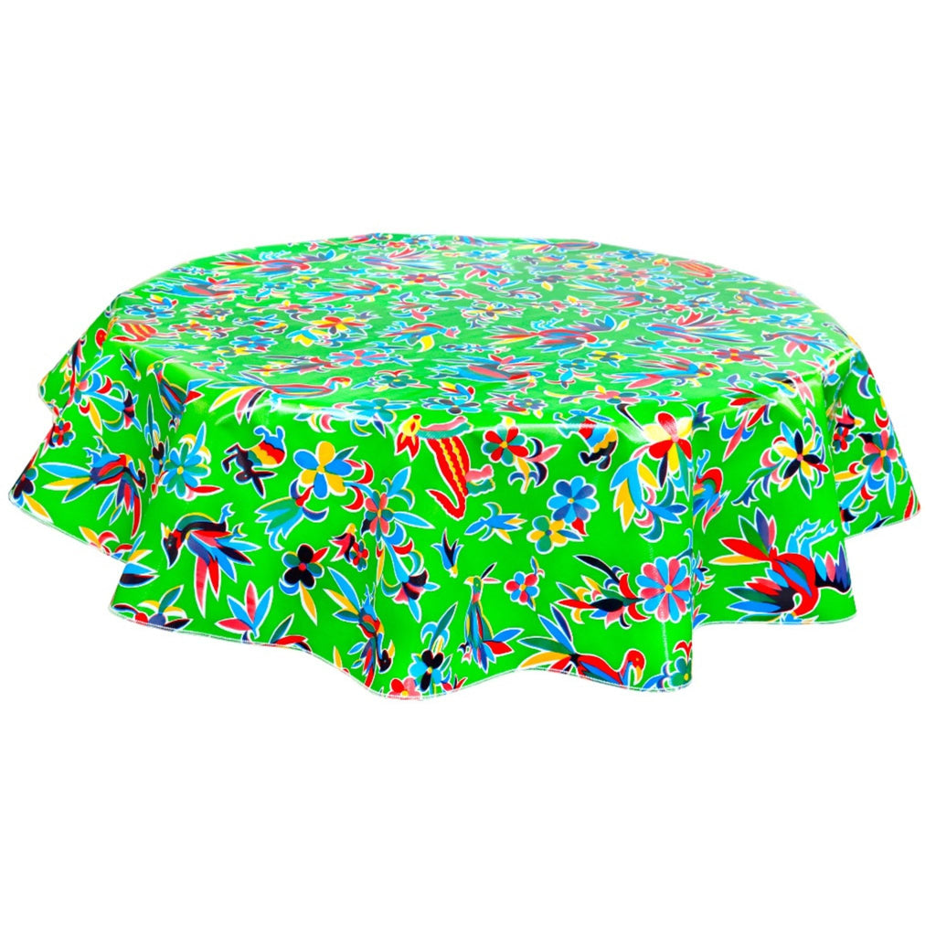 round animal wonderland lime green oilcloth tablecloth