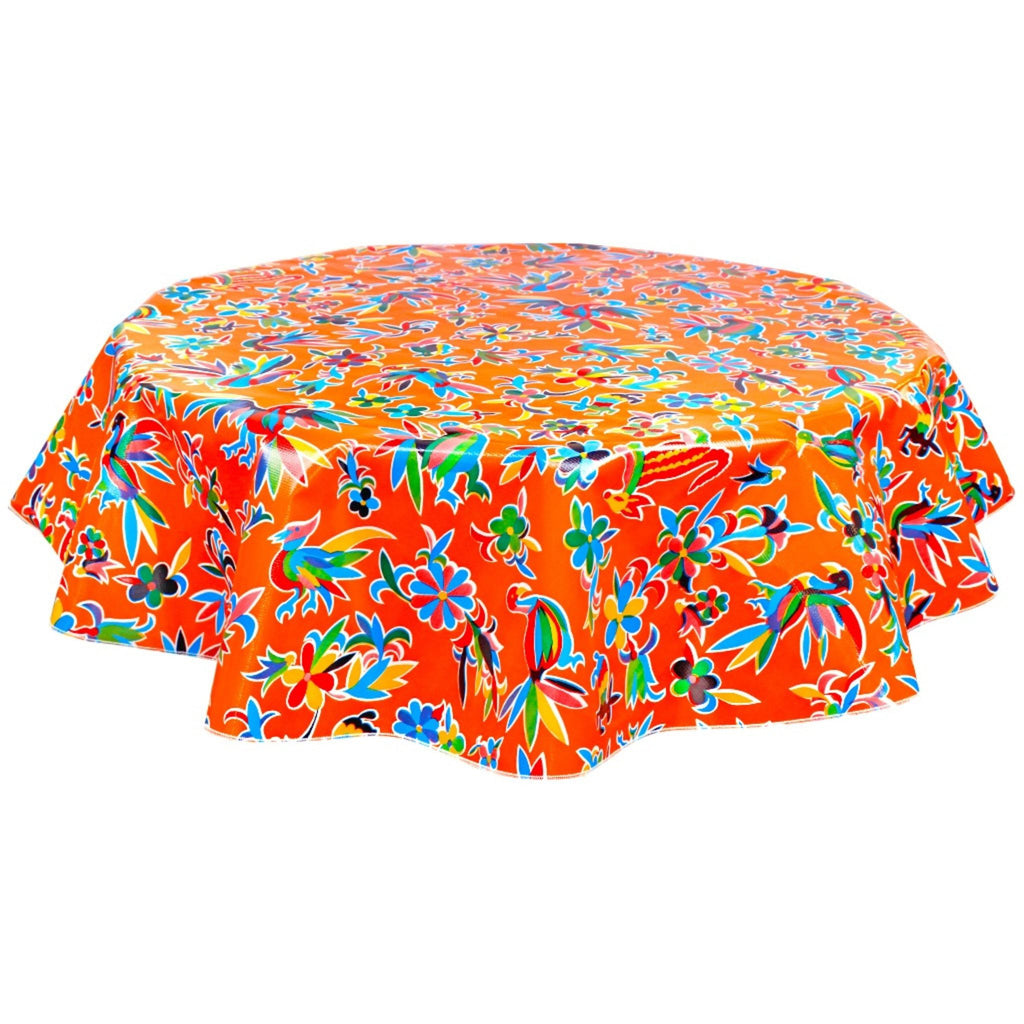 round animal wonderland orange oilcloth tablecloth