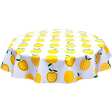 round apples and dots yellow oilcloth tablecloth