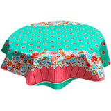 round backyard aqua oilcloth tablecloth
