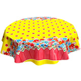 freckled sage round backyard yellow oilcloth tablecloth
