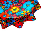 round betty's bunch black oilcloth tablecloth close up