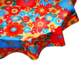 round betty's bunch gold oilcloth tablecloth close up