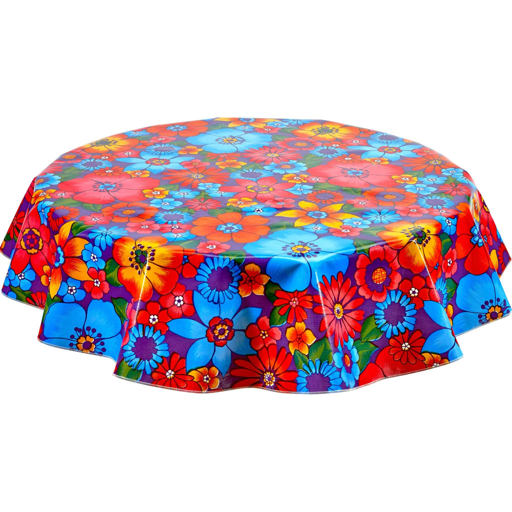 round betty's bunch purple oilcloth tablecloth