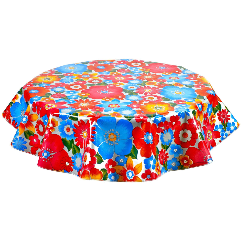 round betty's bunch silver oilcloth tablecloth