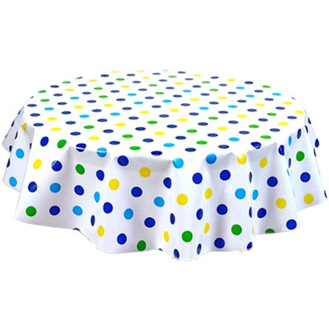 round big dot navy blue oilcloth tablecloth