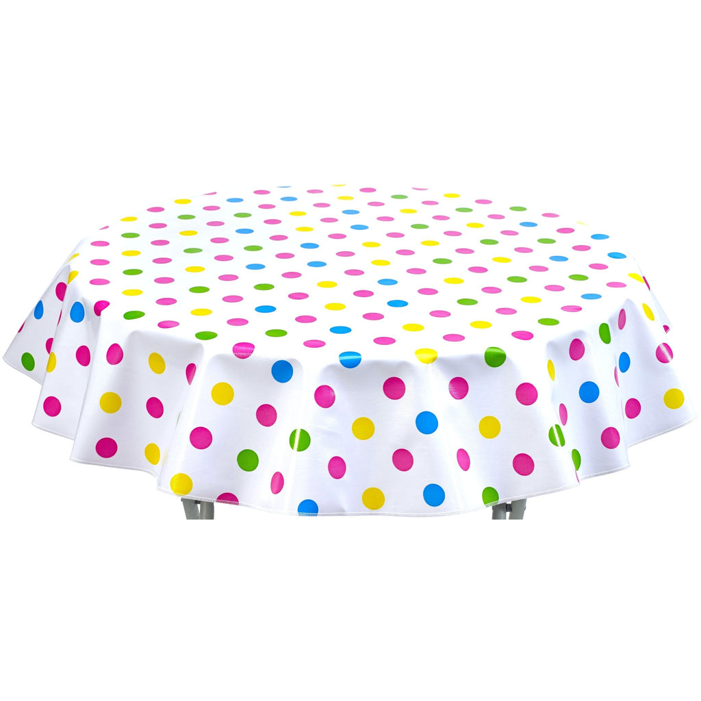 round big dot pink oilcloth tablecloth