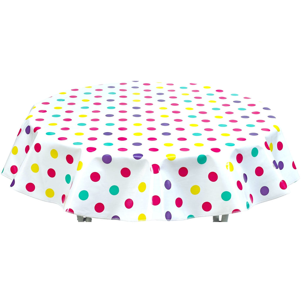 round big dot purple oilcloth tablecloth