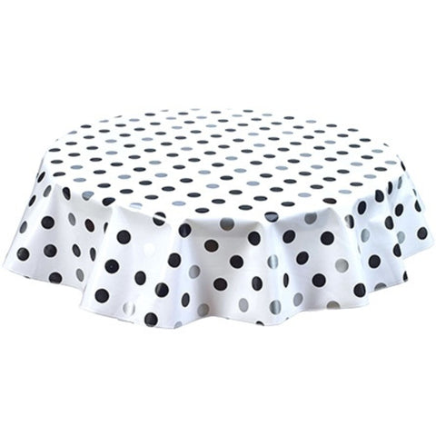 round big dot silver oilcloth tablecloth