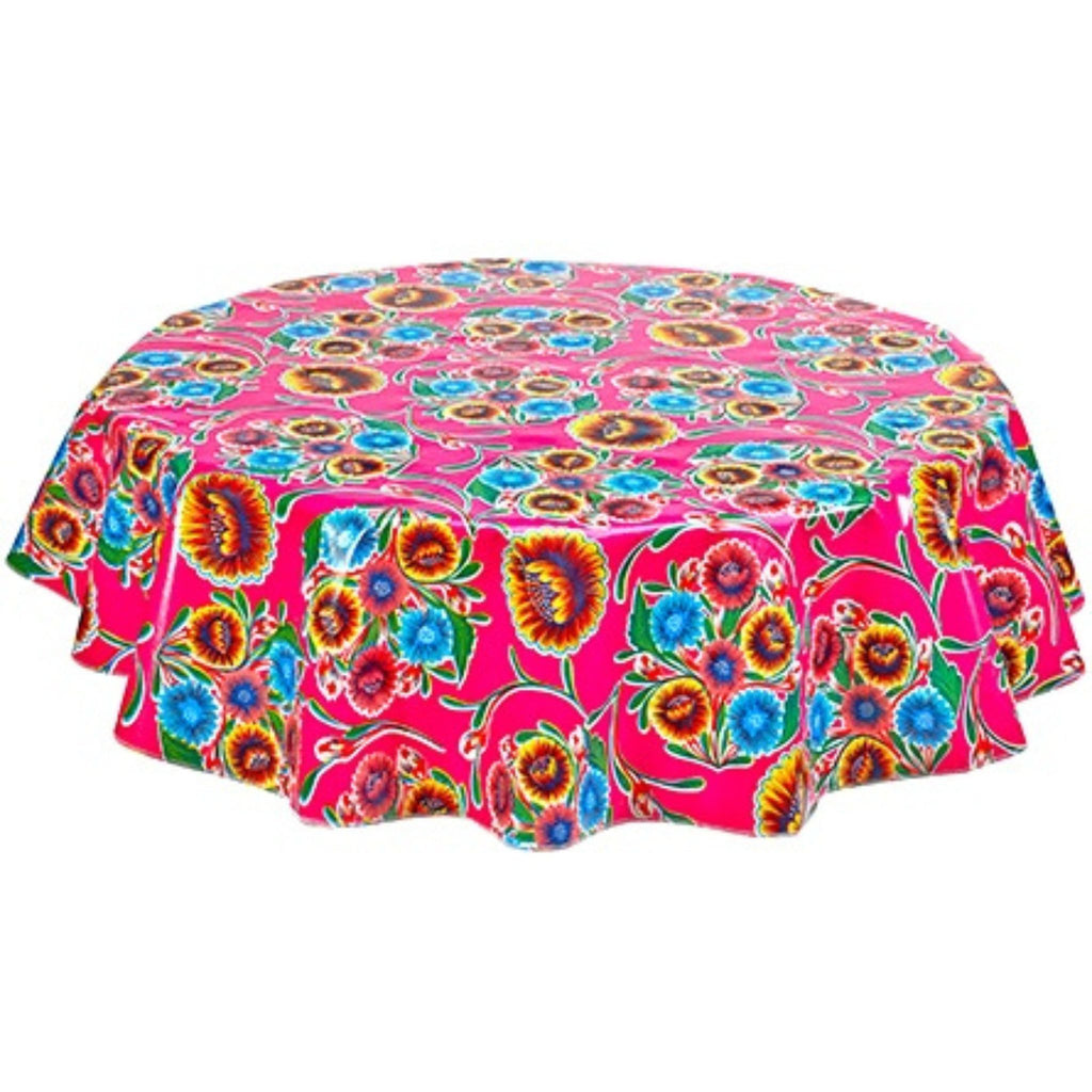round bloom pink oilcloth tablecloths