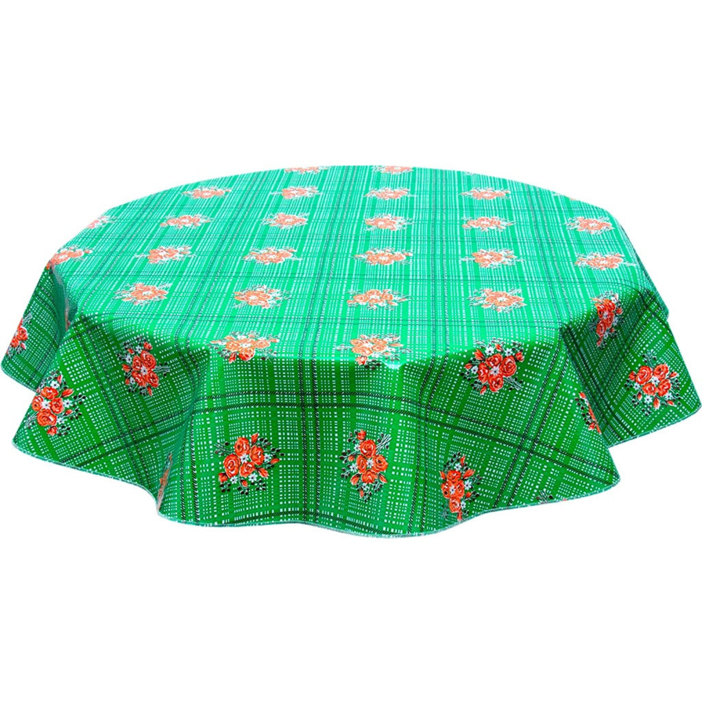 Round Bouquet Green Oilcloth Tablecloths