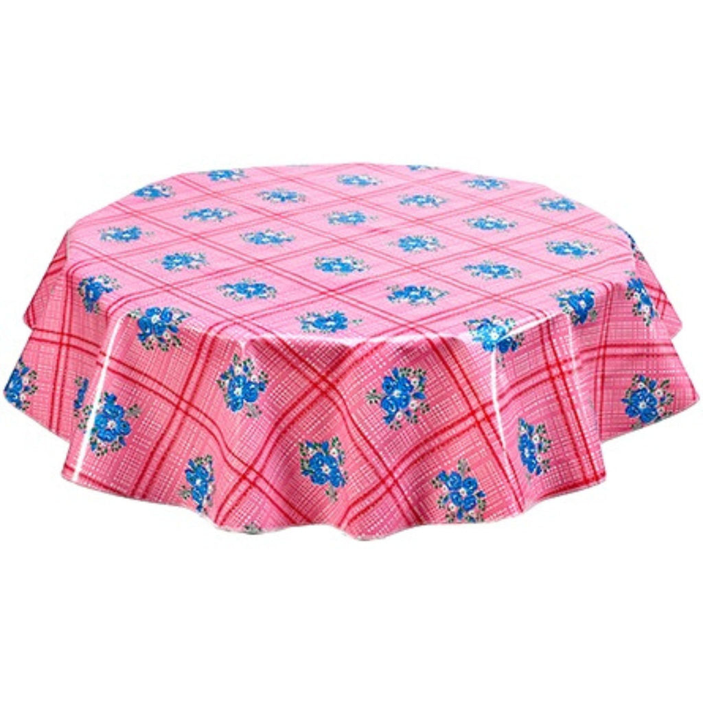 round bouquet pink oilcloth tablecloth