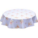 round bows and bouquet gold on white oilcloth tablecloth