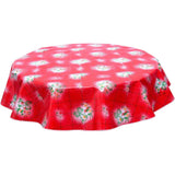 round red bows and bouquet oilcloth tablecloth