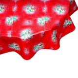 round red bows and bouquet oilcloth tablecloth close up
