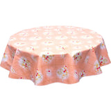 round bows and bouquet salmon oilcloth tablecloth